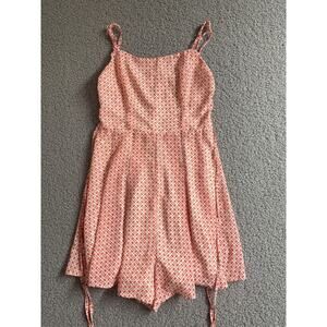 Papaya womens romper orange floral‎ lace up sides lined light weight small
